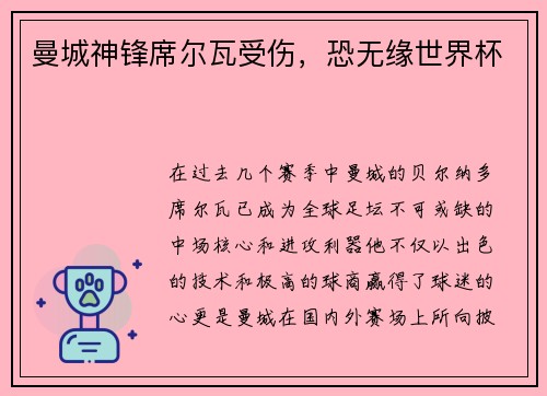 曼城神锋席尔瓦受伤，恐无缘世界杯